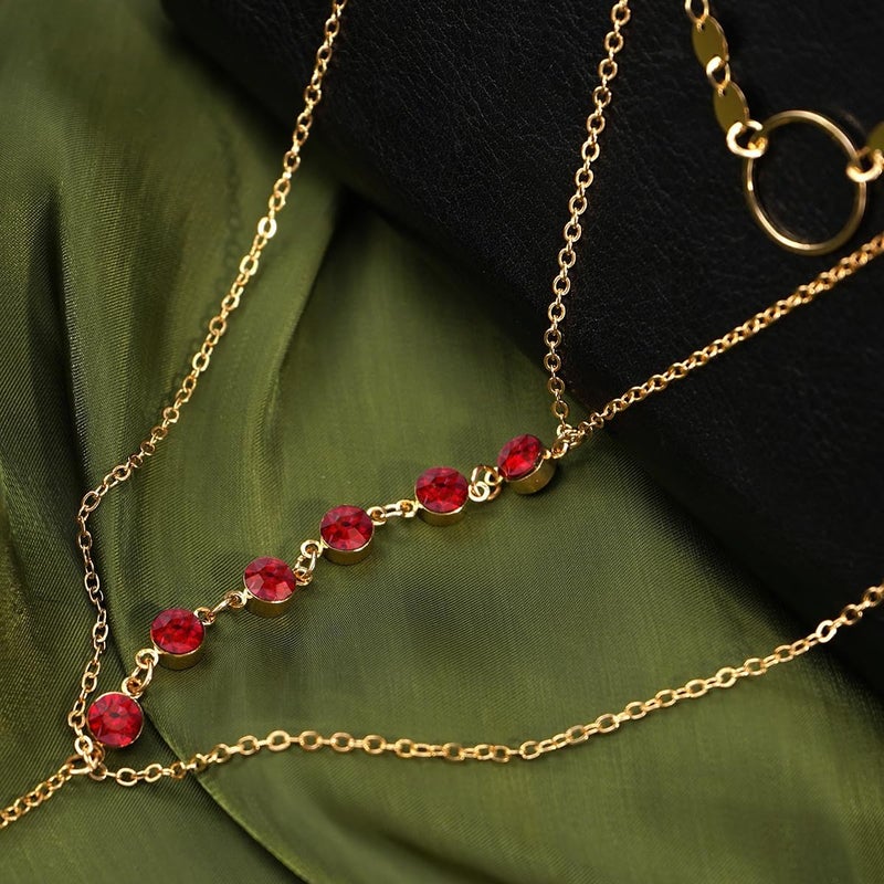 Suyi Stylish Layered Sequins Choker Necklace with Thin Long Chian Pendant for Women Lady - Image 5
